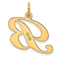 14K Yellow Gold Medium Fancy Script Letter B Initial Charm view 3