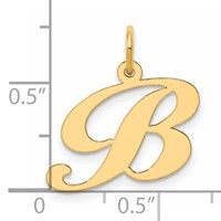 14K Yellow Gold Medium Fancy Script Letter B Initial Charm view 4