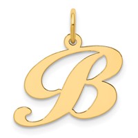 14K Yellow Gold Medium Fancy Script Letter B Initial Charm view 1
