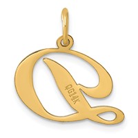 14K Yellow Gold Medium Fancy Script Letter D Initial Charm view 3
