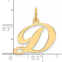14K Yellow Gold Medium Fancy Script Letter D Initial Charm view 4