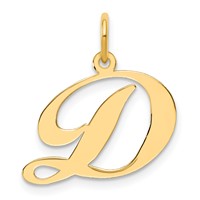 14K Yellow Gold Medium Fancy Script Letter D Initial Charm view 1
