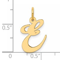 14K Yellow Gold Medium Fancy Script Letter E Initial Charm view 4
