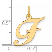 14K Yellow Gold Medium Fancy Script Letter F Initial Charm view 4