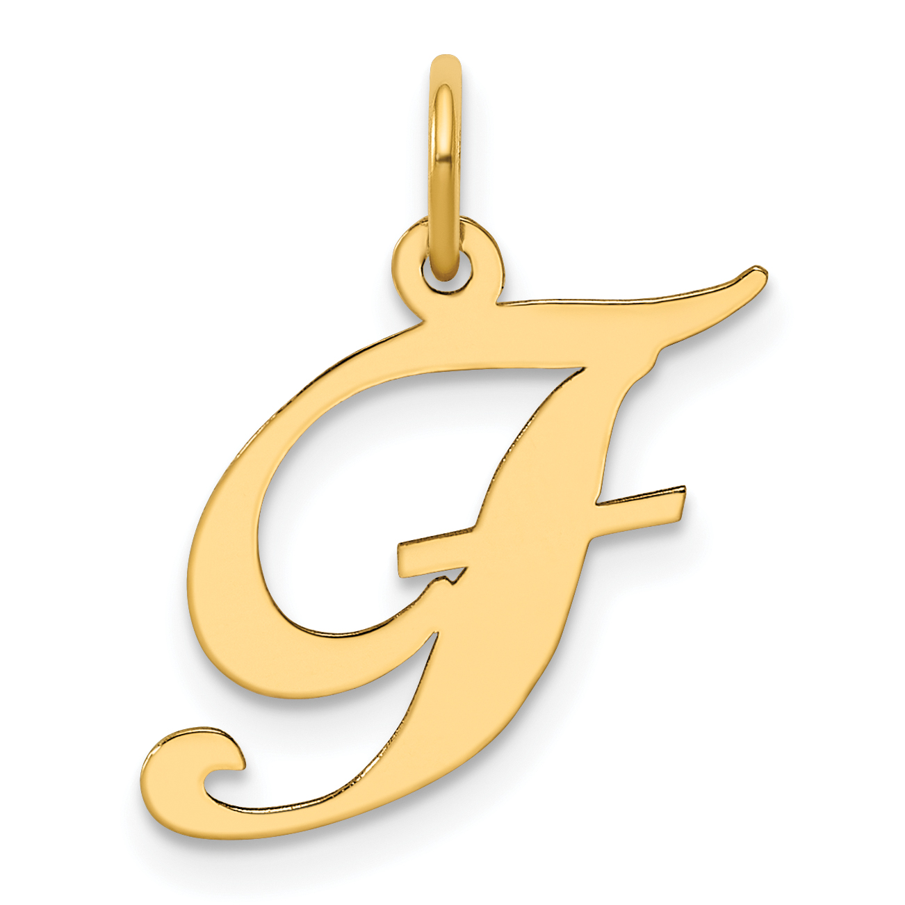 14K Medium Fancy Script Letter F Initial Charm (YC652F)