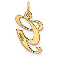 14K Yellow Gold Medium Fancy Script Letter G Initial Charm view 3