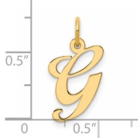 14K Yellow Gold Medium Fancy Script Letter G Initial Charm view 4