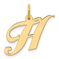 14K Medium Fancy Script Letter H Initial Charm view 1