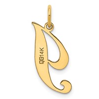 14K Yellow Gold Medium Fancy Script Letter I Initial Charm view 3