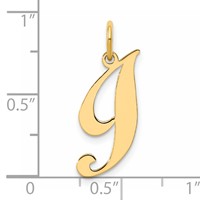 14K Yellow Gold Medium Fancy Script Letter I Initial Charm view 4