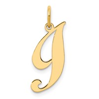 14K Yellow Gold Medium Fancy Script Letter I Initial Charm view 1