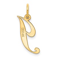 14K Yellow Gold Medium Fancy Script Letter J Initial Charm view 3