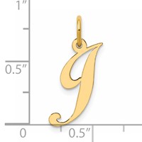 14K Yellow Gold Medium Fancy Script Letter J Initial Charm view 4