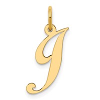 14K Yellow Gold Medium Fancy Script Letter J Initial Charm view 1