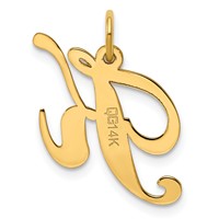 14K Yellow Gold Medium Fancy Script Letter K Initial Charm view 3