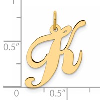 14K Yellow Gold Medium Fancy Script Letter K Initial Charm view 4