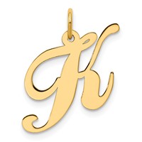 14K Yellow Gold Medium Fancy Script Letter K Initial Charm view 1