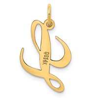 14K Yellow Gold Medium Fancy Script Letter L Initial Charm view 3