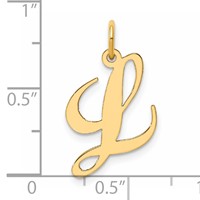 14K Yellow Gold Medium Fancy Script Letter L Initial Charm view 4