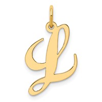 14K Yellow Gold Medium Fancy Script Letter L Initial Charm view 1