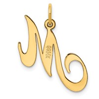 14K Yellow Gold Medium Fancy Script Letter M Initial Charm view 3