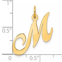 14K Yellow Gold Medium Fancy Script Letter M Initial Charm view 4