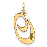 14K Yellow Gold Medium Fancy Script Letter O Initial Charm view 3
