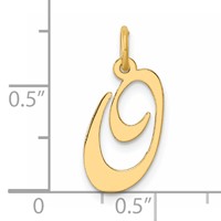 14K Yellow Gold Medium Fancy Script Letter O Initial Charm view 4
