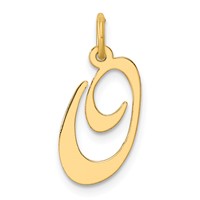 14K Yellow Gold Medium Fancy Script Letter O Initial Charm view 1