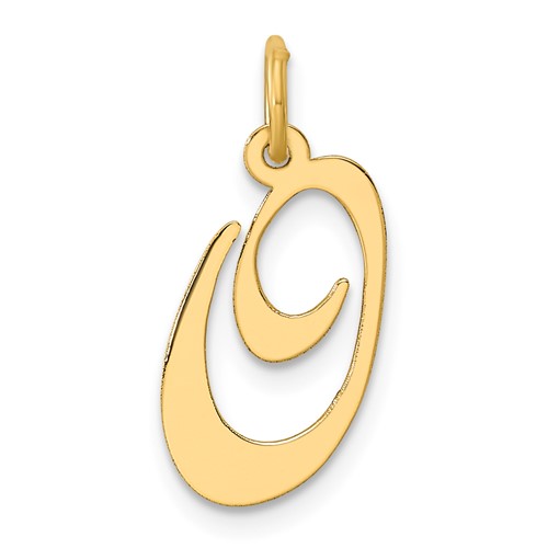 14K Yellow Gold Medium Fancy Script Letter O Initial Charm