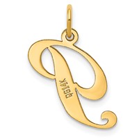 14K Yellow Gold Medium Fancy Script Letter P Initial Charm view 3
