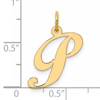 14K Yellow Gold Medium Fancy Script Letter P Initial Charm view 4