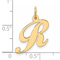 14K Yellow Gold Medium Fancy Script Letter R Initial Charm view 4