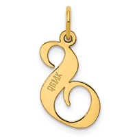 14K Yellow Gold Medium Fancy Script Letter S Initial Charm view 3