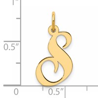 14K Yellow Gold Medium Fancy Script Letter S Initial Charm view 4