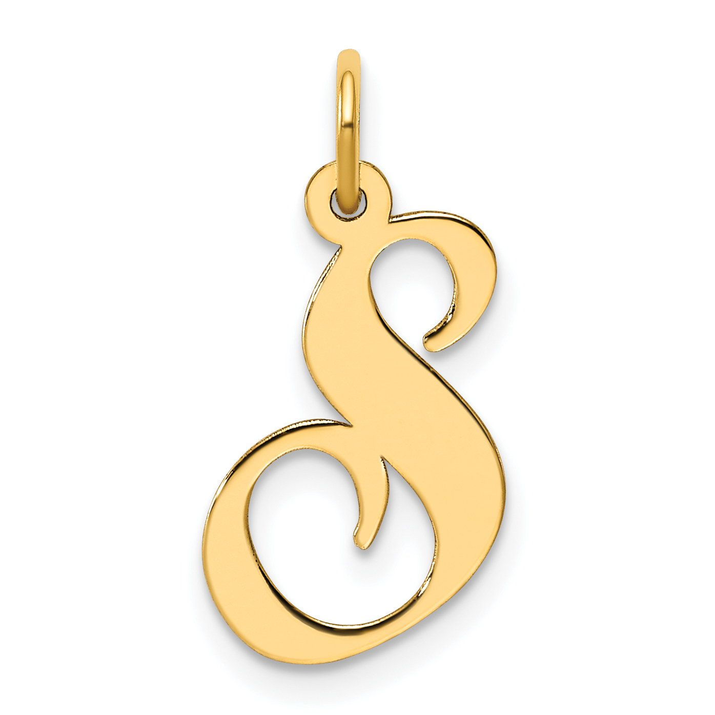 14K Medium Fancy Script Letter S Initial Charm (YC652S)