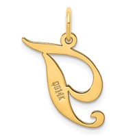 14K Yellow Gold Medium Fancy Script Letter T Initial Charm view 3