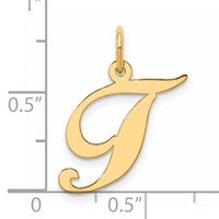 14K Yellow Gold Medium Fancy Script Letter T Initial Charm view 4