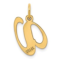 14K Yellow Gold Medium Fancy Script Letter V Initial Charm view 3