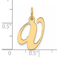 14K Yellow Gold Medium Fancy Script Letter V Initial Charm view 4