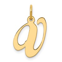 14K Yellow Gold Medium Fancy Script Letter V Initial Charm view 1