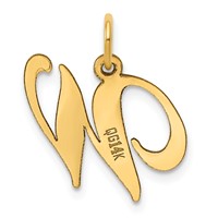 14K Medium Fancy Script Letter W Initial Charm view 3