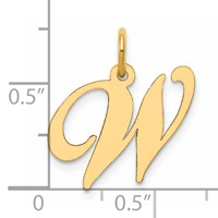 14K Medium Fancy Script Letter W Initial Charm view 4