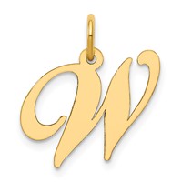 14K Medium Fancy Script Letter W Initial Charm view 1