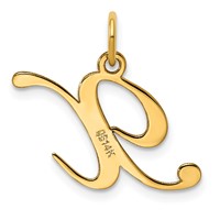 14K Yellow Gold Medium Fancy Script Letter X Initial Charm view 3