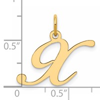 14K Yellow Gold Medium Fancy Script Letter X Initial Charm view 4