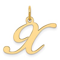 14K Yellow Gold Medium Fancy Script Letter X Initial Charm view 1