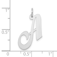 14K White Gold Medium Fancy Script Letter a Initial Charm view 3