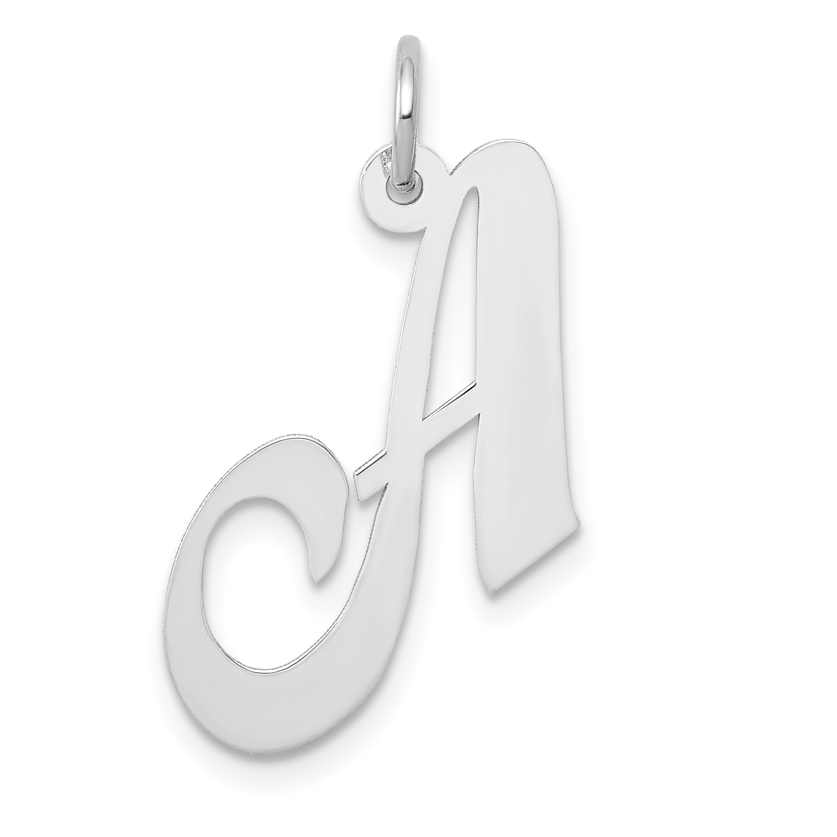 14k White Gold Medium Fancy Script Letter A Initial Charm (YC653A)
