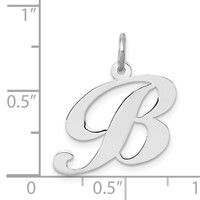 14K White Gold Medium Fancy Script Letter B Initial Charm view 3